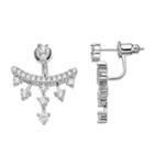 Fleur Cubic Zirconia Triangular Front-back Earrings, Women's, Grey