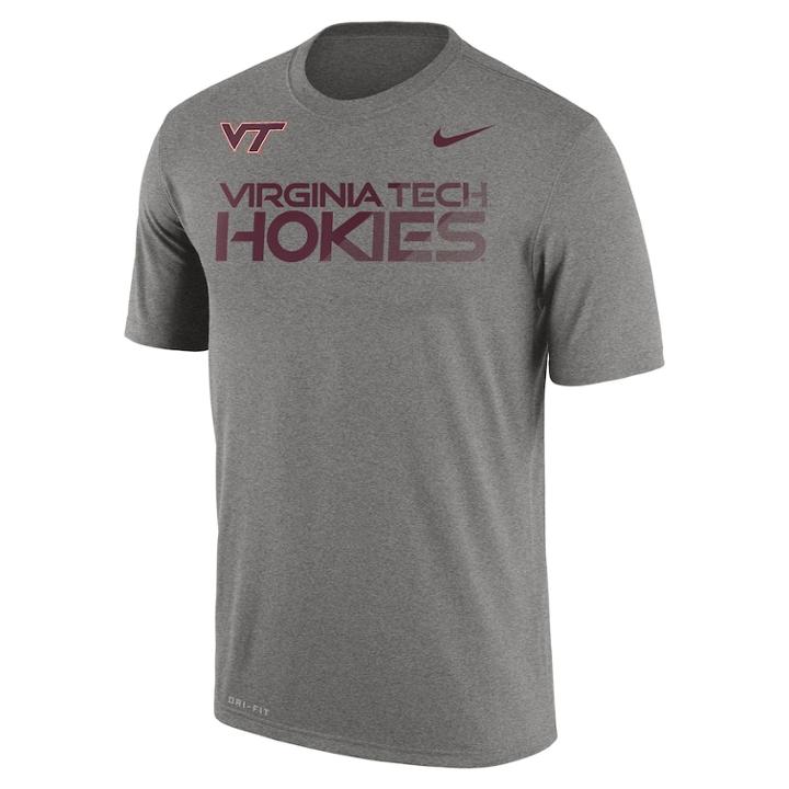 Men's Nike Virginia Tech Hokies Legend Staff Sideline Dri-fit Tee, Size: Xl, Gray