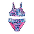 Girls 7-16 So&reg; Palm Print Bikini Top & Bottoms Swimsuit Set, Size: 14, Blue
