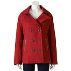 Plus Size Excelled Double-breasted Wool-blend Peacoat, Women's, Size: 2xl, Red