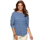 Women's Chaps Striped Boatneck Tee, Size: Small, Blue