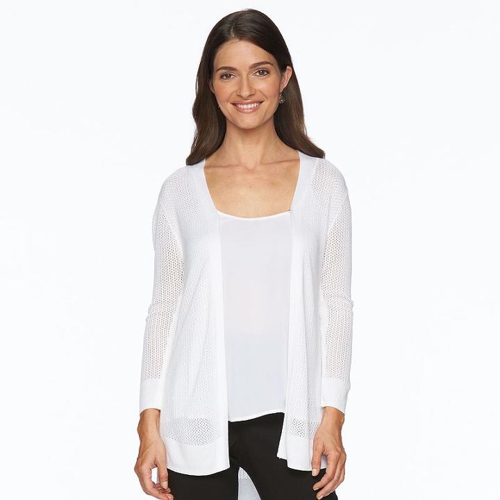Women's Croft & Barrow&reg; Open-front Cardigan, Size: Xl, White
