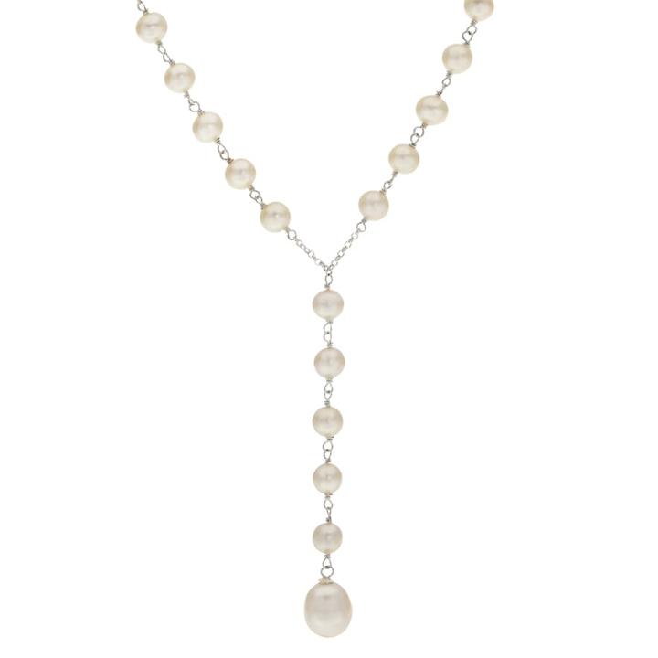Pearlustre By Imperial Sterling Silver Freshwater Cultured Pearl Y Necklace, Women's, Size: 18, White