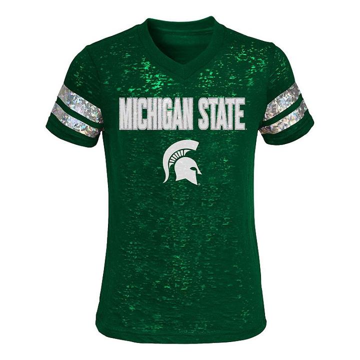 Girls 4-6x Michigan State Spartans Opal Burnout Tee, Girl's, Size: L (6x), Multicolor