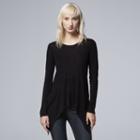 Women's Simply Vera Vera Wang Handkerchief Tee, Size: Xl, Black