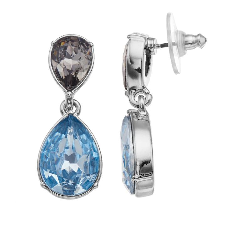 Simply Vera Vera Wang Simulated Crystal Double Teardrop Earrings, Women's, Multicolor