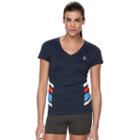 Women's Fila Sport&reg; Striped V-neck Tee, Size: Medium, Blue (navy)