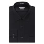 Men's Van Heusen Fitted Athletic Solid Lux Sateen No Iron Spread Collar Dress Shirt, Size: 16.5-32/33, Black