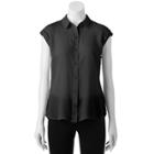 Women's Apt. 9&reg; Roll Cuff Blouse, Size: Medium, Black