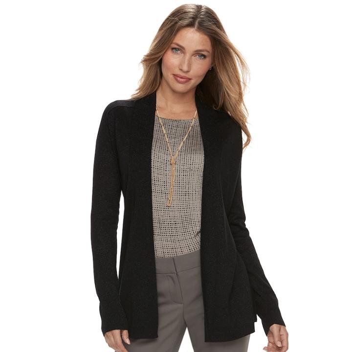 Women's Apt. 9&reg; Ribbed Cardigan, Size: Xxl, Black