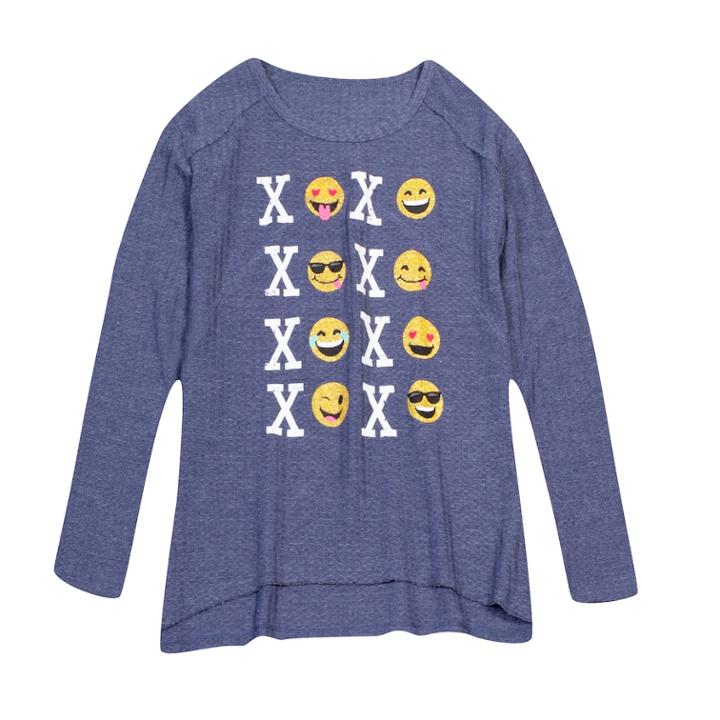 Girls 7-16 Harper & Elliott Waffle Textured Graphic Tee, Size: Small, Blue (navy)