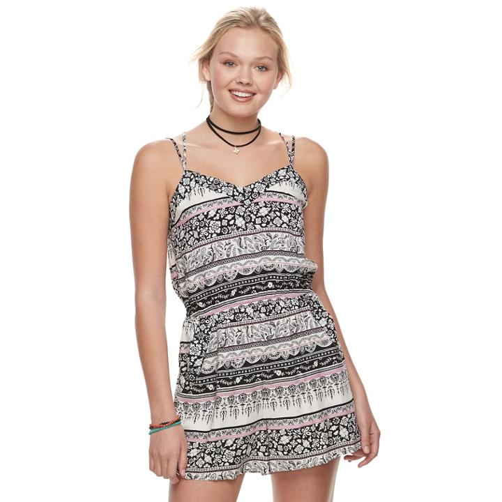 Juniors' Mudd&reg; Strappy Sweetheart Romper, Teens, Size: Medium, White