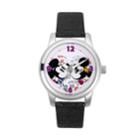 Disney's Mickey & Minnie Mouse Women's Crystal Leather Watch, Size: Medium, Black