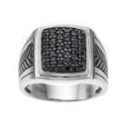 Men's Sterling Silver Black Sapphire Textured Cluster Ring, Size: 12