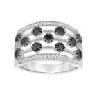 Sterling Silver 1/2 Carat T.w. Black Diamond Multirow Ring, Women's, Size: 6