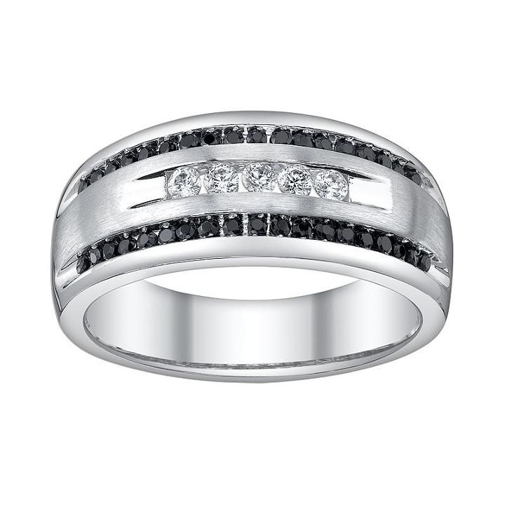 Platina 4 1/2-ct. T.w. Black And White Diamond Wedding Ring - Men, Size: 10