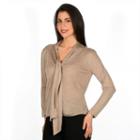 Women's Harve Benard Solid Tie-front Sweater, Size: Medium, Light Grey