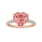 David Tutera 14k Rose Gold Over Silver Simulated Morganite & Cubic Zirconia Heart Ring, Women's, Size: 7, Pink