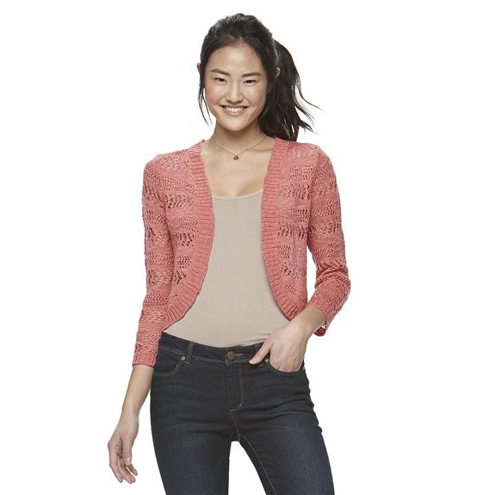 Juniors' Cloud Chaser Open-front Shrug, Girl's, Size: Medium, Dark Pink