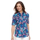 Women's Croft & Barrow&reg; Roll-tab Woven Shirt, Size: Medium, Dark Blue