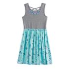Girls 7-16 So&reg; Criss-cross Back Mixed Media Dress, Size: Xxl/16, Turquoise/blue (turq/aqua)
