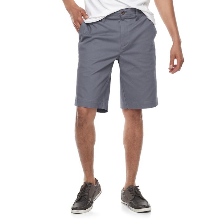 Men's Sonoma Goods For Life&trade; Flexwear Flat-front Twill Shorts, Size: 29, Grey