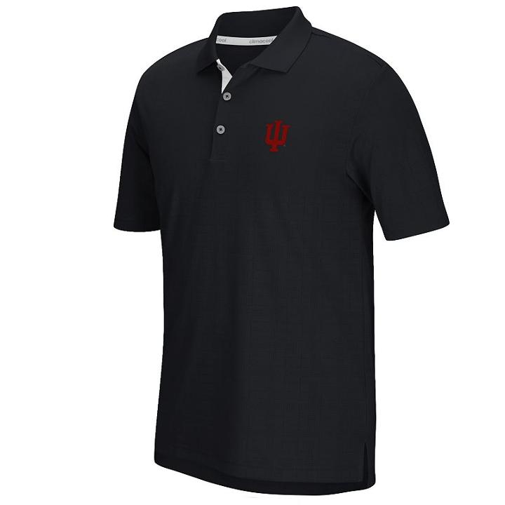 Men's Adidas Indiana Hoosiers Textured Golf Polo, Size: Medium, Black