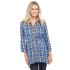 Maternity Oh Baby By Motherhood&trade; Plaid Tunic, Women's, Size: Small, Blue (navy)