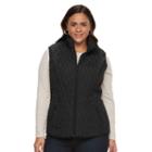 Weathercast, Plus Size Fleece-lined Quilted Vest, Women's, Size: 3xl, Black