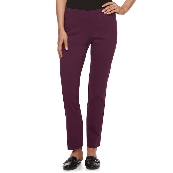 Petite Apt. 9&reg; Pull-on Straight-leg Dress Pants, Women's, Size: 10p-short, Light Red