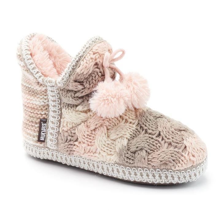 Muk Luks Women's Bootie Slippers, Size: Large, Pink