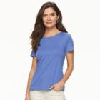 Petite Croft & Barrow&reg; Essential Crewneck Tee, Women's, Size: Xs Petite, Blue (navy)