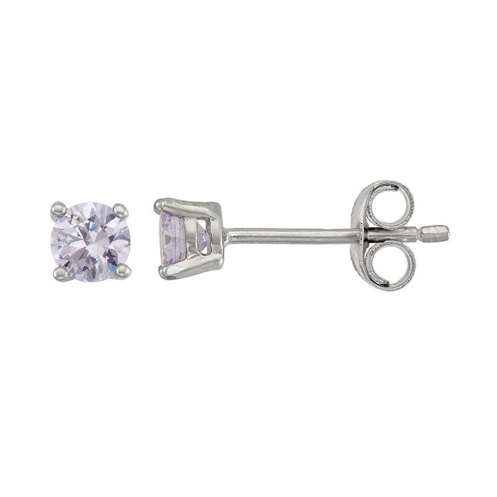 Junior Jewels Kids' Sterling Silver Cubic Zirconia Birthstone Stud Earrings, Girl's, White