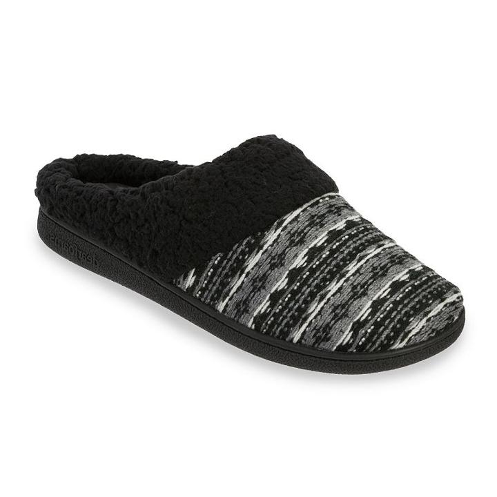 Dearfoams Women's Reverse Fairisle Memory Foam Clog Slippers, Size: Small, Black