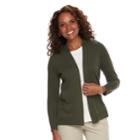 Women's Croft & Barrow&reg; Essential Open Front Cardigan, Size: Xl, Dark Green
