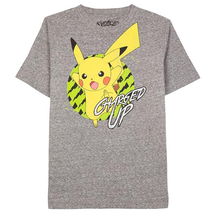 Boys 8-20 Pokemon Charged Up Tee, Boy's, Size: Small, Grey