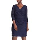 Plus Size Chaps Lace Surplice Faux-wrap Dress, Women's, Size: 16 W, Blue (navy)
