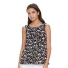 Women's Elle&trade; Pleated Tank Top, Size: Large, Black