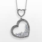 Lavish By Tjm Sterling Silver Cubic Zirconia Heart Pendant - Made With Swarovski Marcasite, Women's, Size: 18, White