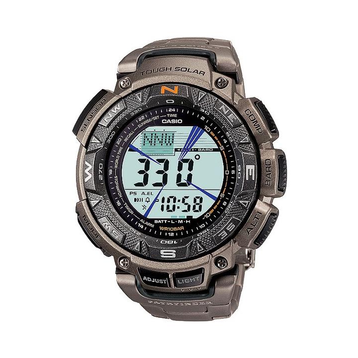 Casio Men's Pathfinder Tough Solar Triple Sensor Digital Chronograph Watch - Pag240t-7, Grey, Durable