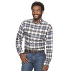 Men's Croft & Barrow&reg; Classic-fit Plaid Flannel Button-down Shirt, Size: Medium, Dark Blue, Comfort Wear
