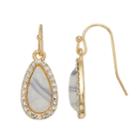 Lc Lauren Conrad Simulated Howlite Nickel Free Halo Teardrop Earrings, Women's, White