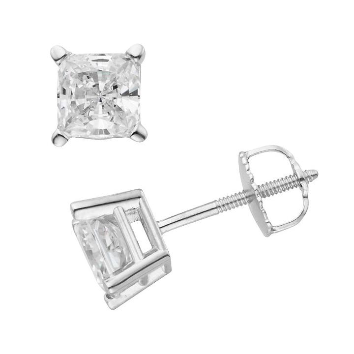 14k White Gold 1 1/2-ct. T.w. Igl Certified Princess-cut Diamond Solitaire Earrings, Women's