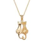 10k Gold Double Cat Pendant Necklace, Women's, Size: 18