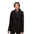 Women's Croft & Barrow&reg; Double-breasted Wool Blend Peacoat, Size: Medium, Black