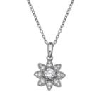 Sterling Silver Cubic Zirconia Flower Pendant Necklace, Women's, Size: 18