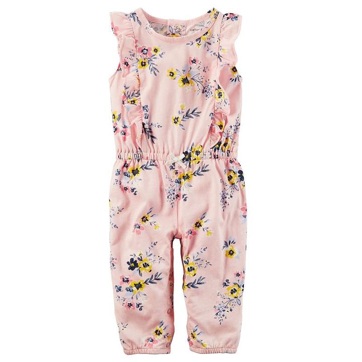 Baby Girl Carter's Flutter-sleeved Jumpsuit, Size: Newborn, Pink