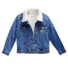 Girls 7-16 Maddie Embroidered Patches Denim Jacket, Size: Medium, Blue