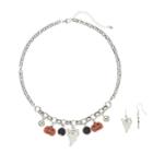 Halloween Charm Necklace & Ghost Drop Earring Set, Women's, Multicolor