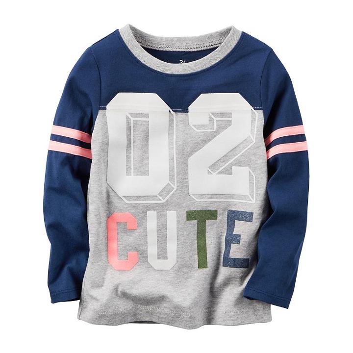 Girls 4-6x Carter's 02 Cute Graphic Tee, Girl's, Size: 7, Light Grey